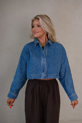 Dolman Sleeved Loose Denim Jacket