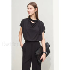 Chiffon Tie Neck Blouse T-Shirt