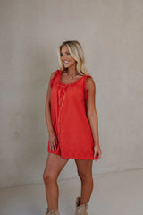 Daisy Scalloped Lace Mini Dress-Red