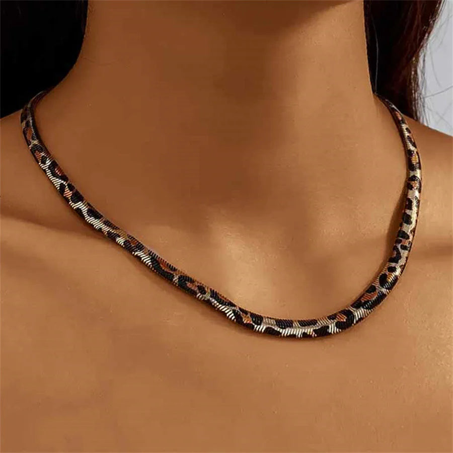 Leopard Print Collar Statement Necklace