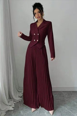 Tailored Pleated Two Piece Blazer Pants Set