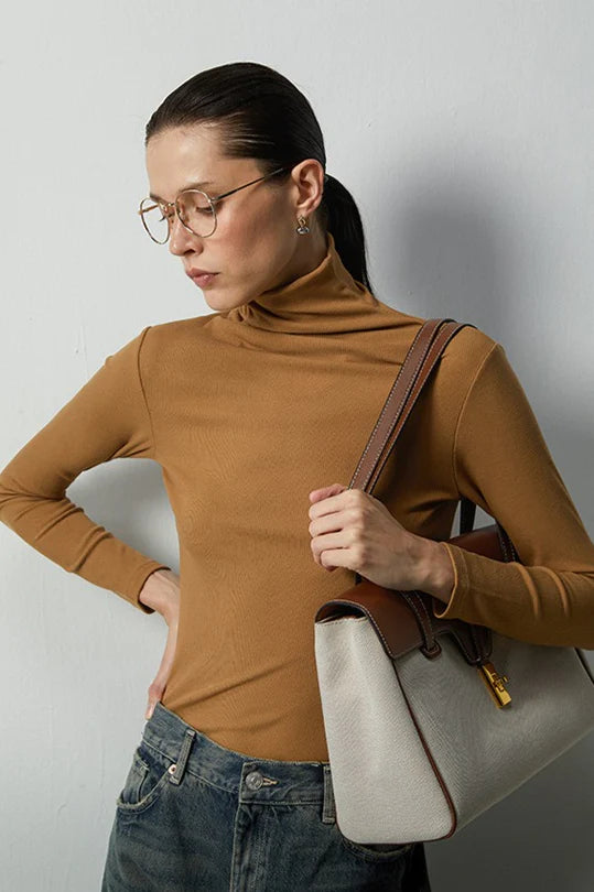 Stacked Neck Thermal Stretch Knit Top