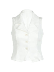 White Sleeveless Button Front Blouse