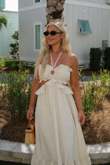 Terra Cut Out Maxi Dress-Light Oatmeal