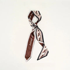 Horse Print Skinny Long Ribbon Scarf