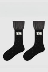 Two Tone Slouchy Letter Printed Socks