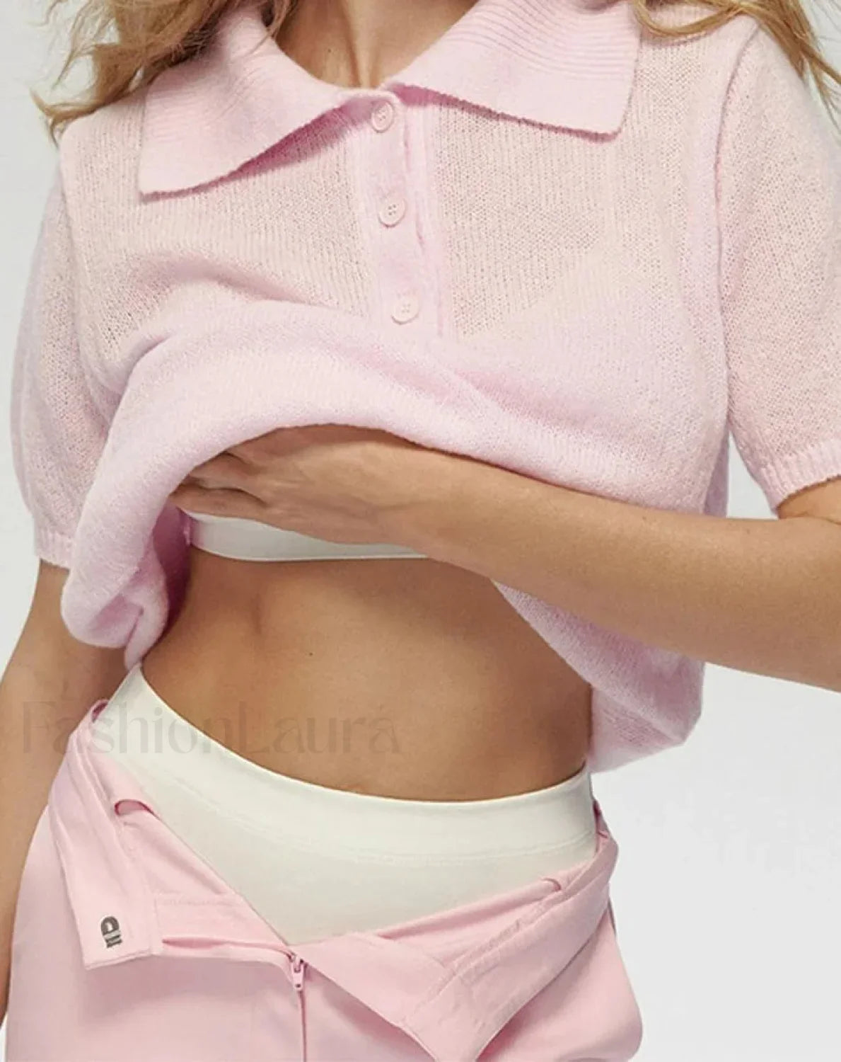 Thin Knit Polo Button Loose T-Shirt