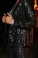 Black Sequin Long Sleeve Jacket