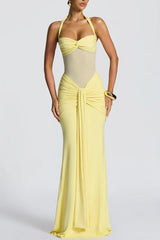 Mesh Panel Sash Maxi Dress