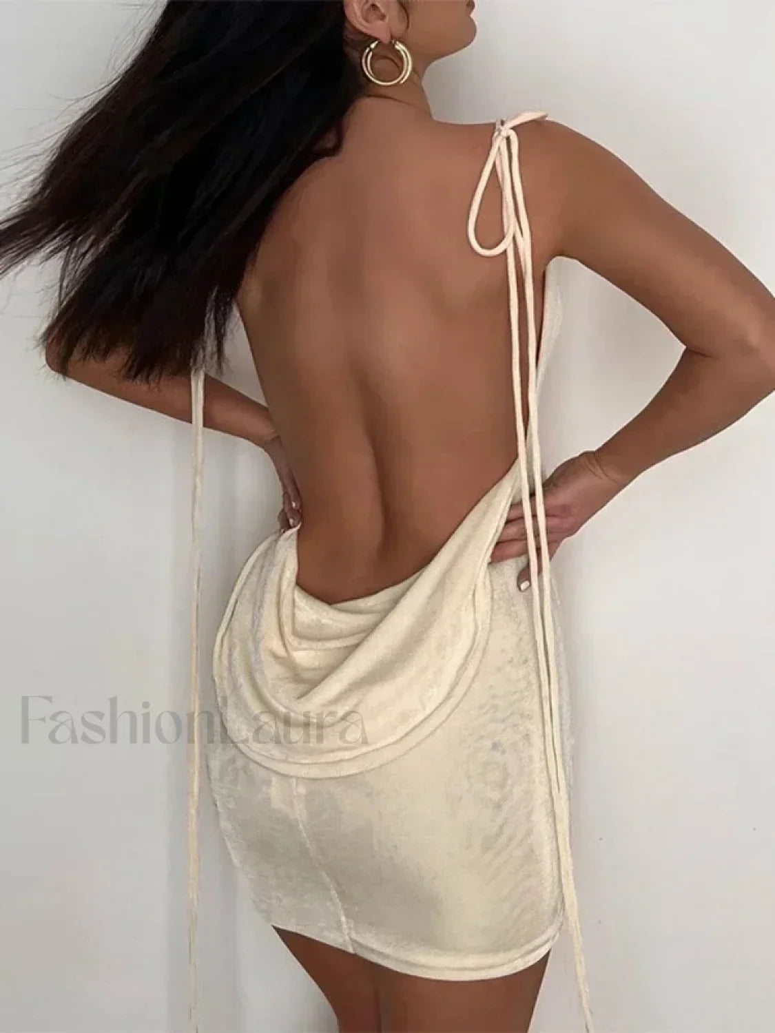 Velvet Deep Open-Back Mini Dress