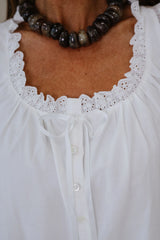 Daisy Scalloped Lace Mini Dress-Off White