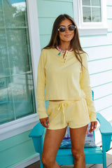 Waffle Knit Shorts Set-Yellow