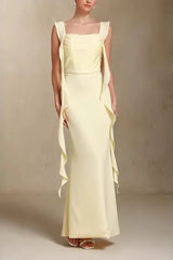 Elegant U Neck Sash Maxi Mermaid Prom Dress