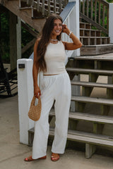 Sleeveless Ribbed Top-Cream