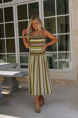Cleo Sweater Knit Midi Dress-Brown/Olive