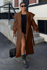 Brown Oversized Lapel Wool Coat