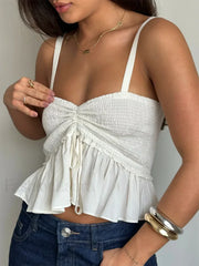 Ruched Babydoll Sweetheart Crop Top