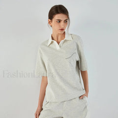 Lapel Combed Cotton Casual T-Shirt