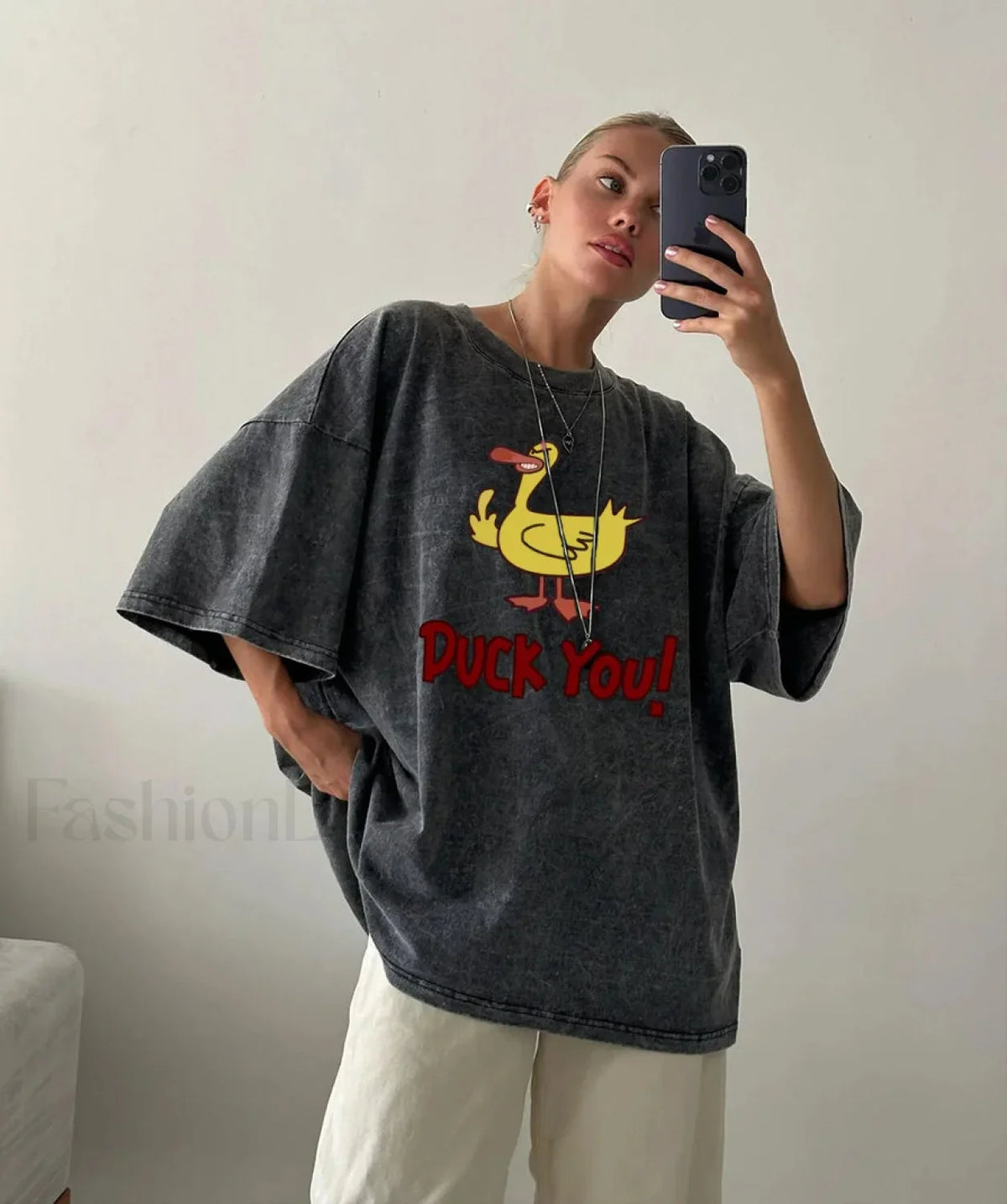 Y2K Kawaii Duck Print Cotton T-Shirt