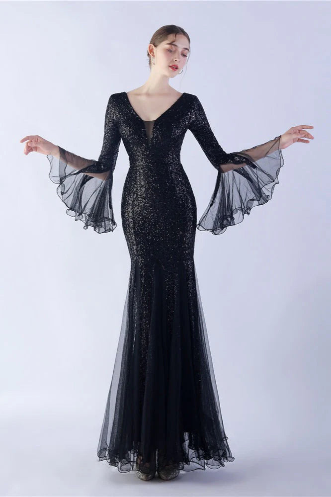 Sequin Ruffled Mesh Party Dress