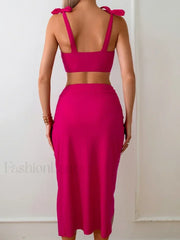 High Waist Lace-Up Three Piece Set