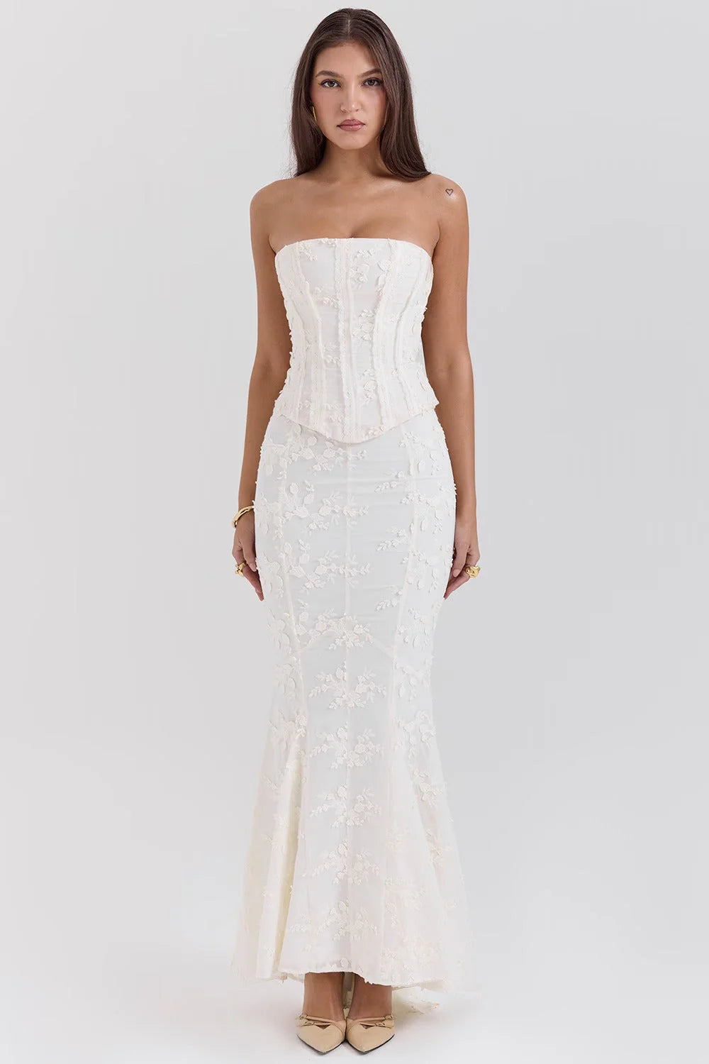 Embroidered Bustier Bodycon Formal Dress