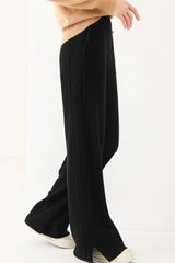 Wool Soft Straight Split Knit Pants