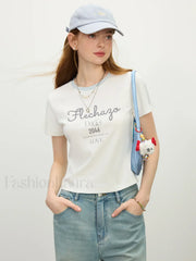 Sporty Cropped Racerback Jersey T-Shirt