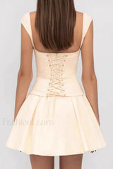 Sexy Tube Top Drawstring Waist A-Line Mesh Mini Dress