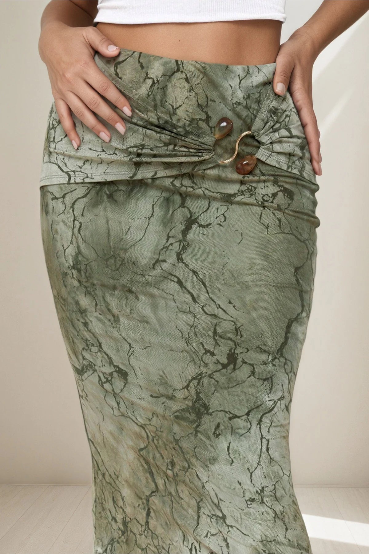 Retro Printed Chic Slim Long Skirt