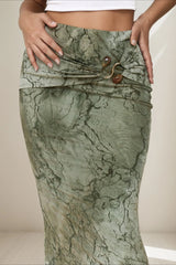 Retro Printed Chic Slim Long Skirt