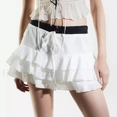Tiered Ruffle Drawstring Skirt