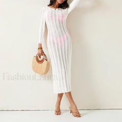 Sheer Backless Knit Mini Cover Up