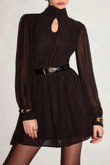 Backless Long Sleeve Mini Dress