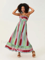 Striped Tube Top Boho Dress