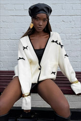 Bow Detail V-Neck Cardigan