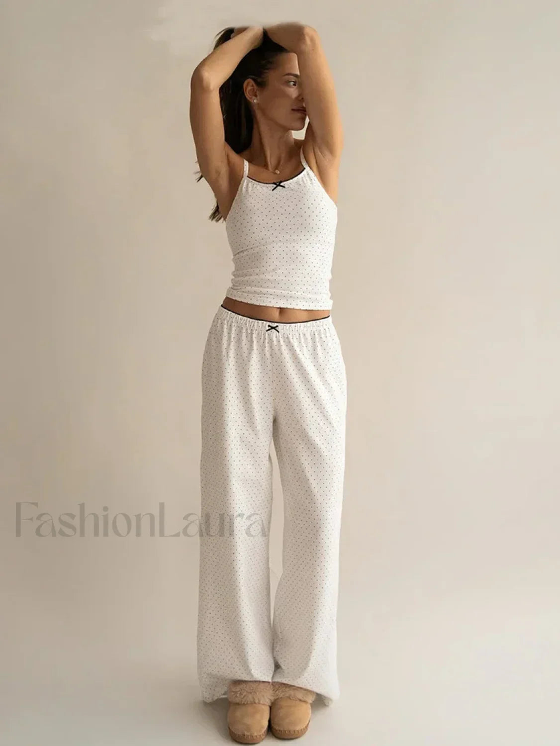 Knitted Sleeveless Strap Pants Two Piece Set