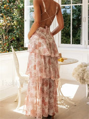 Tiered V-Neck Floral Dress