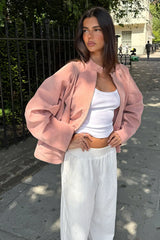 Stand Collar Suede Minimalist Jacket