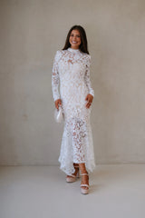 Queen Lace Midi Dress- White