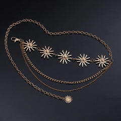 Adjustable Sunflower Moon Metal Waist Chain