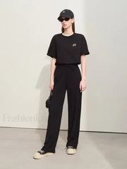 Embroidery Drop Shoulder T-Shirt