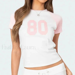Color Matching Striped Raglan T-Shirt