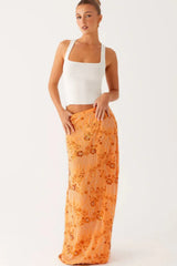 Beaded Sequin Embroidery Bodycon Maxi Skirt