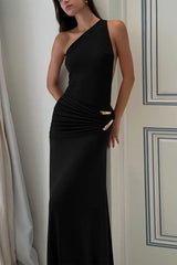 Sexy Backless Metal Detail Bodycon Maxi Dress