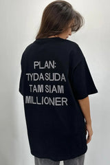 Rhinestone Letter Graphic Loose Fit Short Sleeve Tee