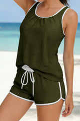 Sporty Tank Boyshorts Loose Fit Two Piece Swim Set