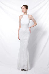 Sequin Halter Mermaid Maxi Party Dress