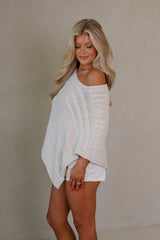 Bella Poncho Sweater-Natural