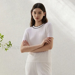 Crew Neck Wool Silk Knitted T-Shirt